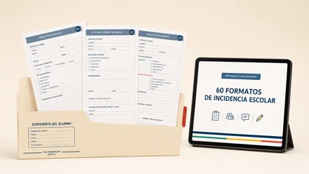 Pack completo de 60 formatos de incidencia escolar en carpeta y tableta